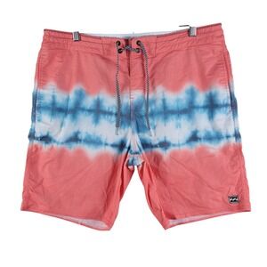 Billabong Lo Tides Sundays Board Shorts Men 34 Pink Blue Tie Dye Excellent Surf